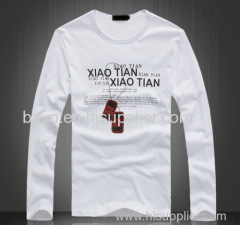 Thin body contracted round collar men cotton long sleeve T-shirt