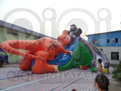 Inflatable king kong dinosaur fight gaint slide