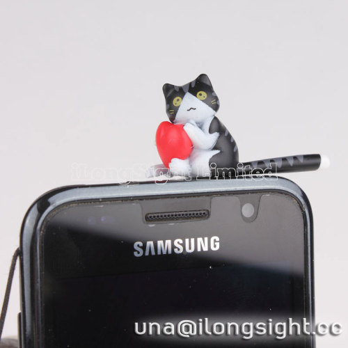 lovely cat design 3.5mm earphone dust plug for iphone