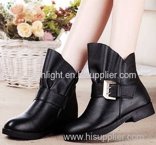 Black leather and suede boots