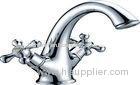 Chrome Polished Basin Mixer Faucet with Ceramic Cartridge , Two Cross Handles
