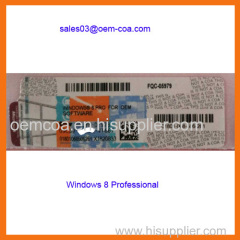 Win 8 Pro COA Sticker, Win 8 Pro License COA Label