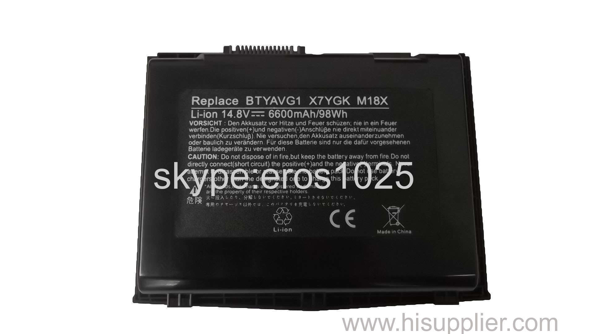 New Arrive 96Wh 12 Cells Genuine Notebook/Laptop Battery for Dell Alienware M18X R1 R2, BTYAVG