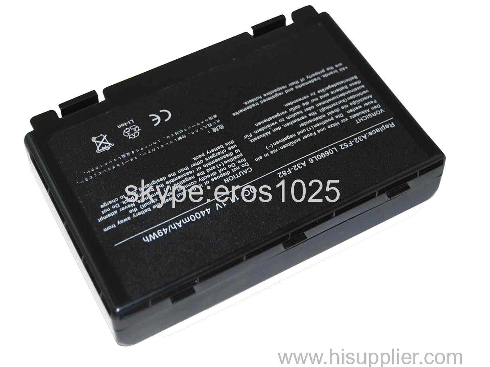 Laptop Battery, Replacement for Asus F52/F82/K40/K40lJ/K40lN/F83S/K40E/L0690L6, 6 Cells, 4,400mAh