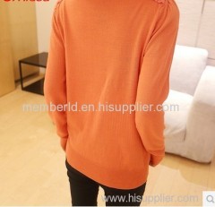 2013 new Korean winter sweet shirt collar lace long sleeved knit sweater
