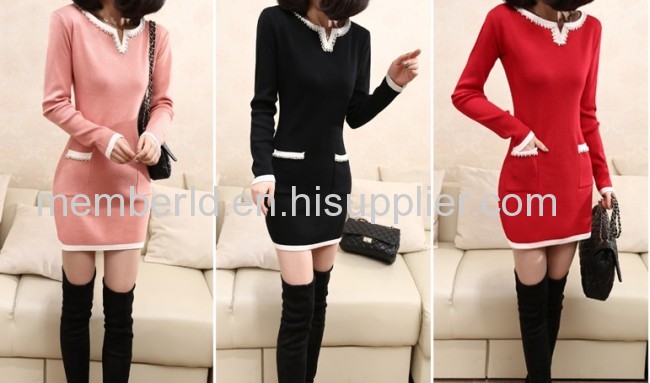 Korean cultivating long knit shirt jacket 2013 new sets of head women sweater and flannel