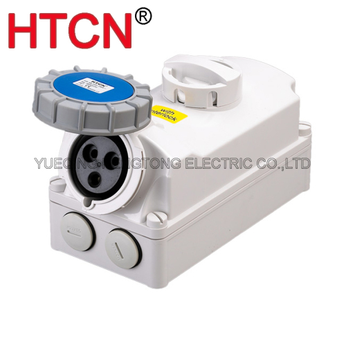 industrial cee switch with interlock socket 32a single phase 3pole 2p+e ip67