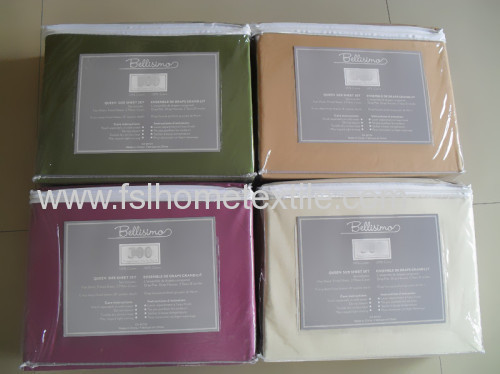 Stock Solid T300 100% Cotton Bedding Sheet In Different Colors