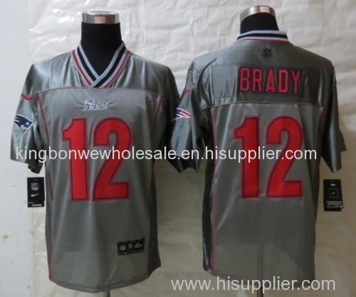 New England Patriots 12 Brady Grey Vapor NFL Elite Jerseys