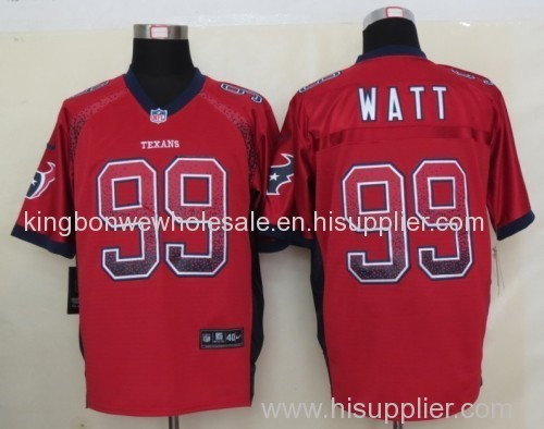 Houston Texans 99# Watt Drift Fashion Red Elite Jerseys, NFL Elite Jersey for American Football Game