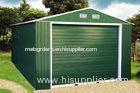 Green Gable Roof Steel Car Garage / Metal Storage Shed With Electric Control Rolling Door