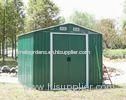 Outdoor Green Arrow Apex Metal Yard Sheds For Tool / Car Storage With Double Sliding Door