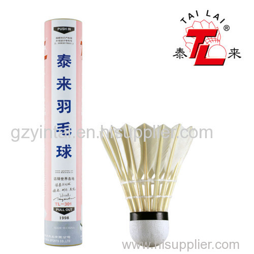 Hot Sale TL-301 goose feather badminton shuttlecock with long life span