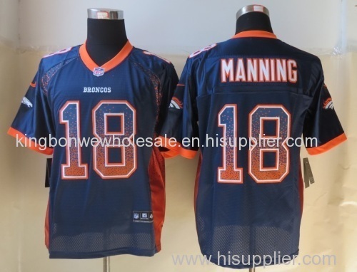 2013 NEW NFL Football Jersey Denver Broncos 18 Manning Drift Fashion Blue Elite Jersey