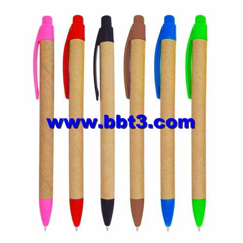 Eco paper promotional ballpoint pen with plastic trims