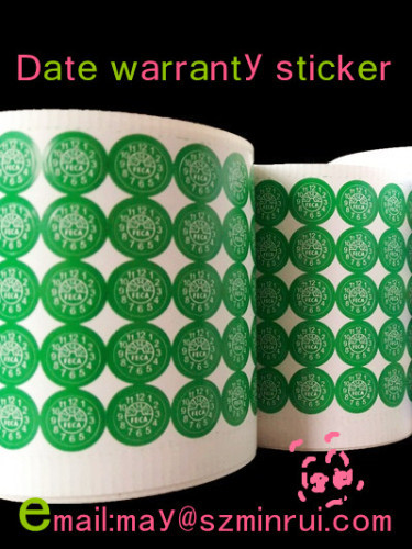 Custom date warranty sticker with rectangle shape