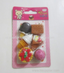 6 Kawaii Food Erasers Set