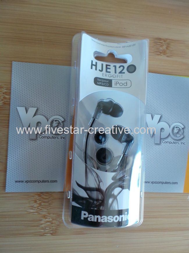 Panasonic RP-HJE120-K In Ear Earbud Ergo-Fit Headphones Black