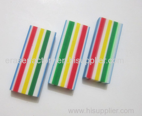 5 multi-color extrusive rectanglar shaped office erasers