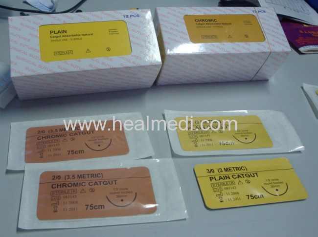 Absorbable Plain Catgut and Chromic Catgut Suture with needle