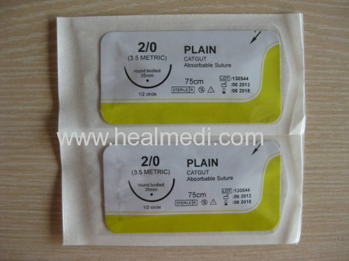 Absorbable Plain Catgut and Chromic Catgut Suture with needle