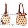 Polka Dot Womens Pu Leather Handbag , 23*25*15cm DrawString Bag
