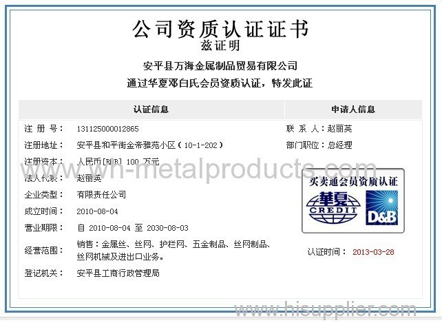 D&B Rating Certificate