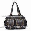 Spacious Genuine Leather Office Lady Handbags With Shiny Rivets