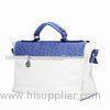 Fashionable lady tote bag with ostrich elements/made of PU and silver hardware/long strap available