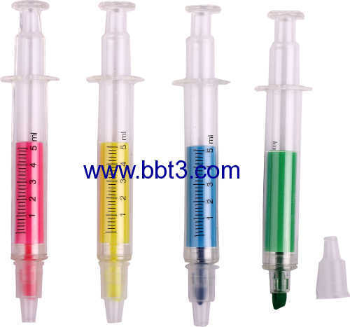 Syringe highlighter pens