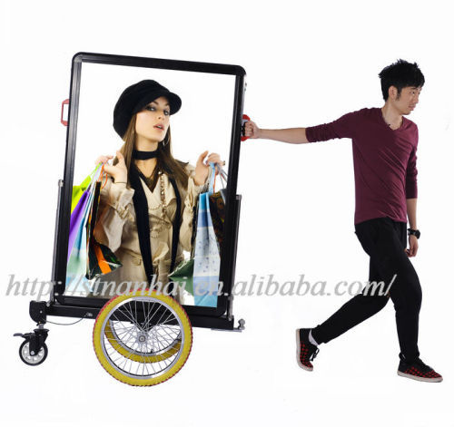J8B-0001 [08hrs] New products double faces aluminum mobile advertising led bike trailer