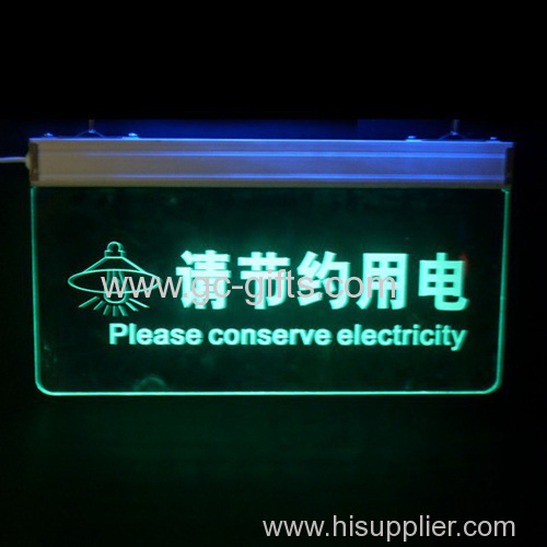 Acrylic LED save electricity warning signs