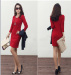 Women's long-sleeve cotoon dress splicing cause dresses