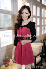 Female temperament cultivate one's morality show thin lace autumn dress long sleeve dress is backing the dress