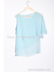 Women chiffon shawl cloak ladies leisure pure color T-shirt