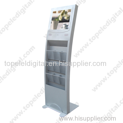 15 inch free standing indoor lcd advertising player with brochure holder