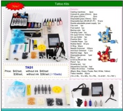 Professional Tattoo Kit with Two Bullet Tattoo Guns and Double Adjustable Power Supply