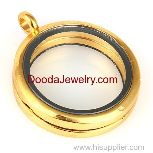 30mm Gold Plated Alloy Glass Floating Living Locket Pendant Wholesale