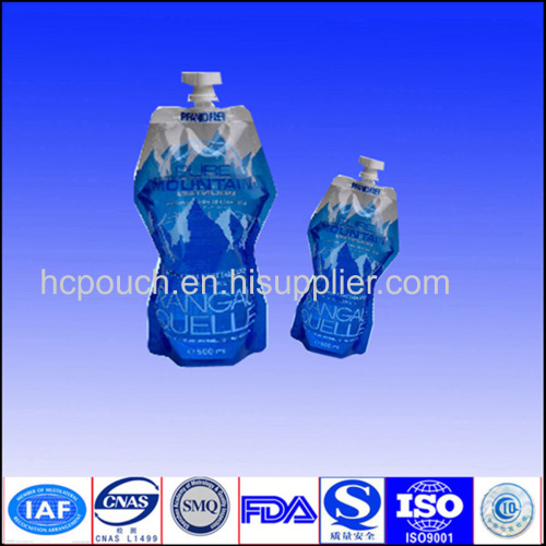 Liquid resealable plastic bags with spout