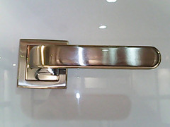 zinc door handle on rose