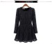 Women lace long sleeve round collar princess dress skirt