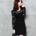 Women with long sleeve cultivate one's morality show thin and sexy lace stitching big yards dress