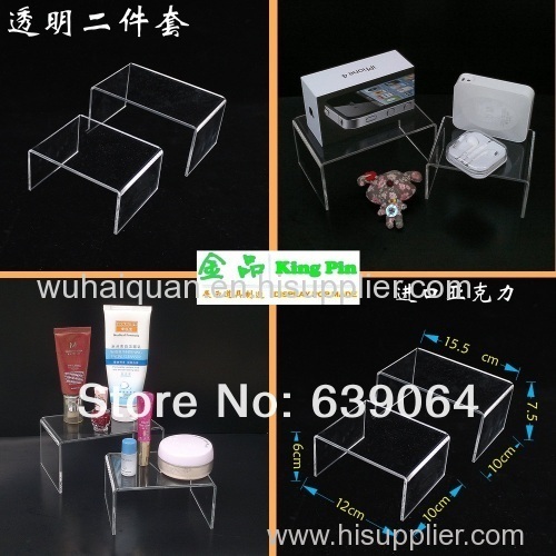High quality and low price U shape two-piece a set display case to display cosmetic and accessories