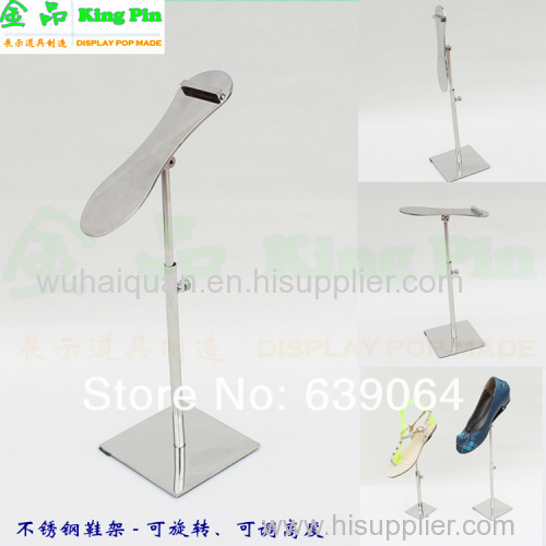 Free shipping stainless steel shoes display stand ! High quality and low price !The height can be adjusted !