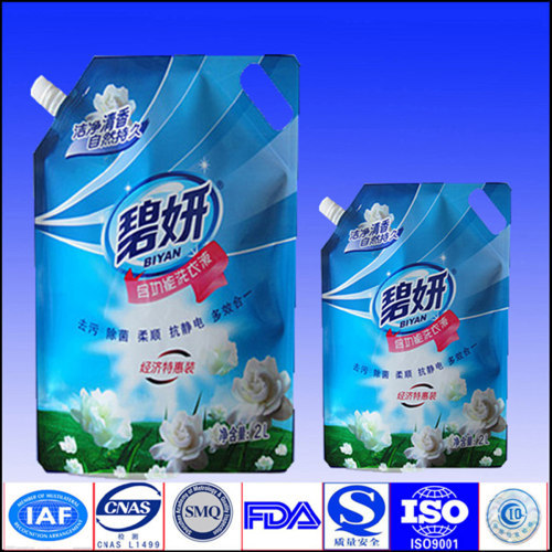 liquid detergent bag with spout