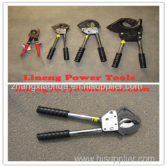Manual cable cut/ratchet cable scissors