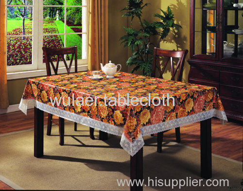 Printed tablecloth with non-woven back
