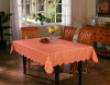 Red polyester table cloth with over lock edge