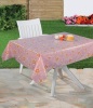 Transparent pvc table cloth with colorful flower printed on it