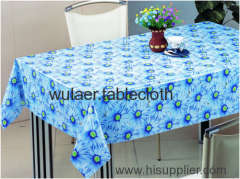 Blue flower table cloth with wipe clean features